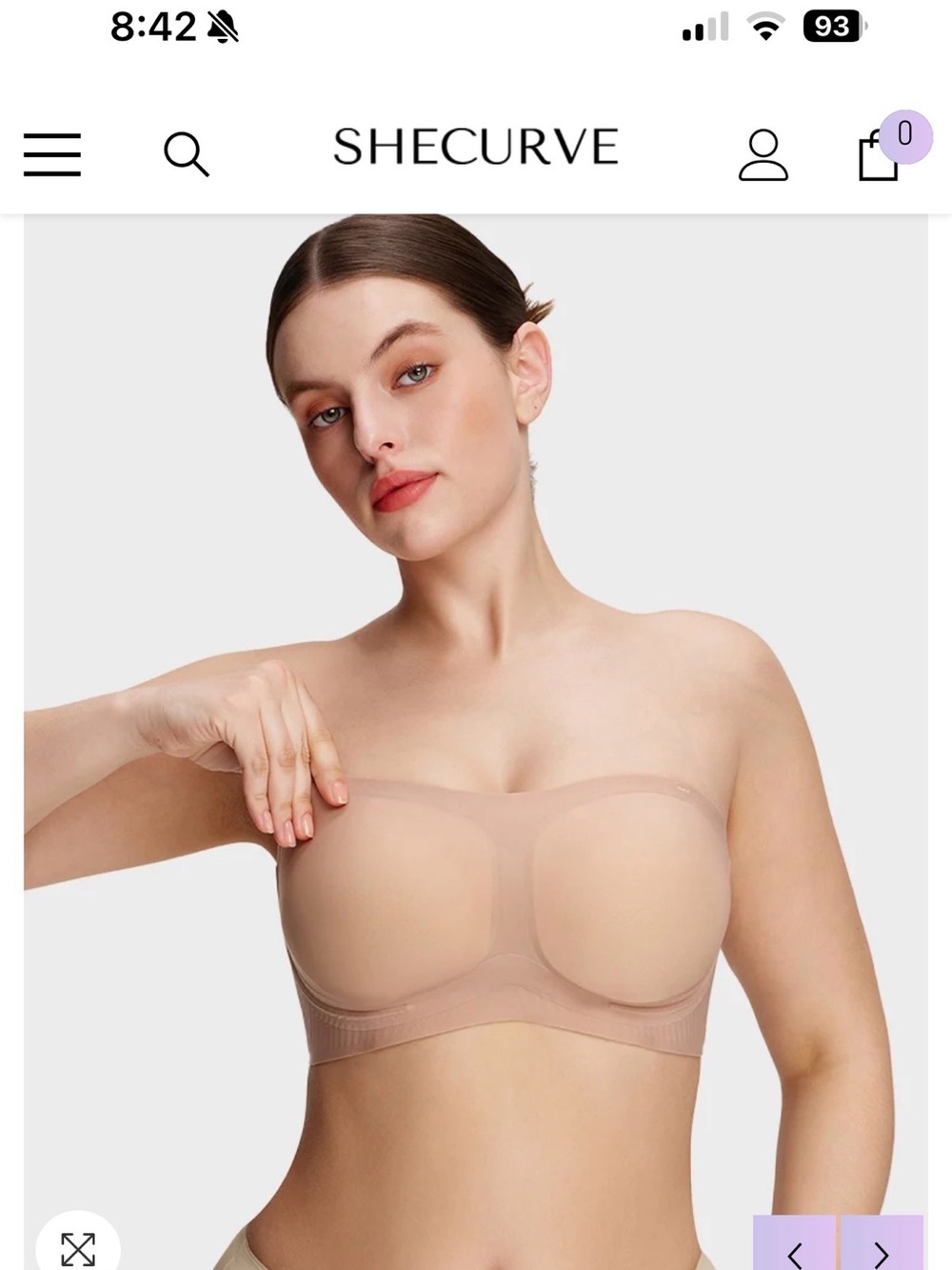 She Curve Airease stay put strapless Bra NWT -Large